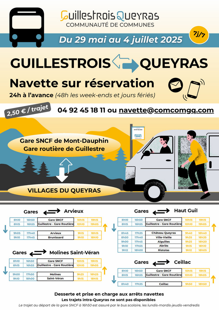 Affiche horaires navettes sur demande 
